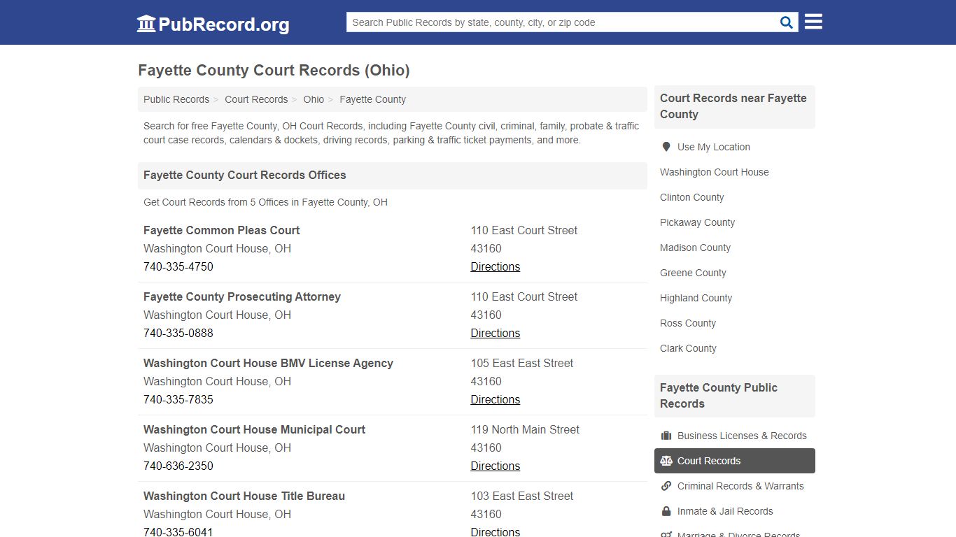 Free Fayette County Court Records (Ohio Court Records)